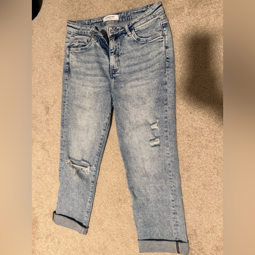 High-Rise Light Blue Distressed Women's Jeans